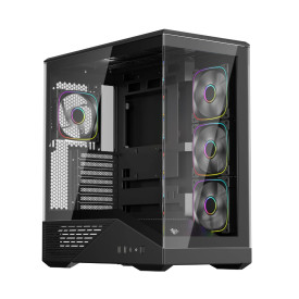 Кутия за компютър 1stPlayer Case ATX - GM7 Black - 4 x 120 mm A-RGB fans included, USB-C