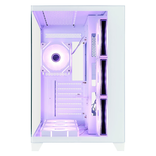 Кутия за компютър 1STPLAYER MEGAVIEW MV8 White, Up To 10 Fans, 360mm Liquid Cooling, Tempered Glass, White