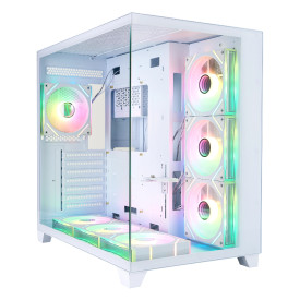 Кутия за компютър 1STPLAYER MEGAVIEW MV8 White, Up To 10 Fans, 360mm Liquid Cooling, Tempered Glass, White