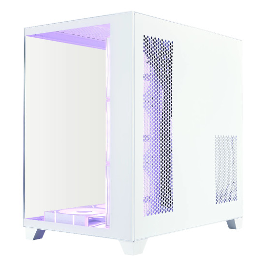 Кутия за компютър 1STPLAYER MEGAVIEW MV8 White, Up To 10 Fans, 360mm Liquid Cooling, Tempered Glass, White