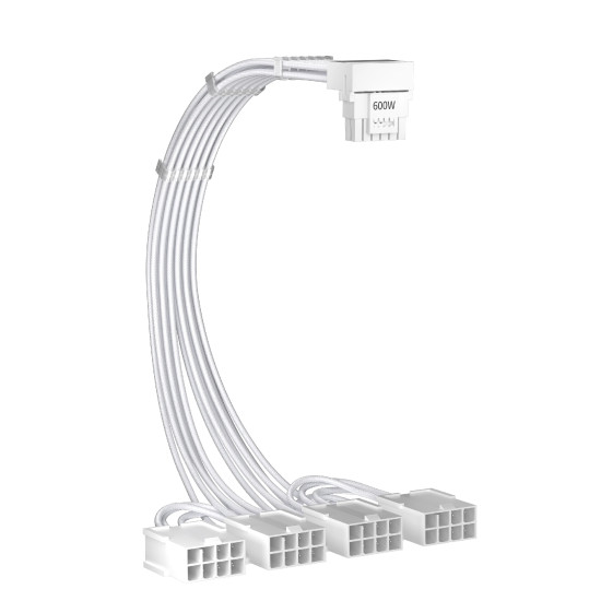Удължителен кабел 1stPlayer Custom Sleeved Modding Cable White - 4 x PCIe 8-pin to 12VHPWR - FM4-B-WH