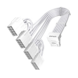 Удължителен кабел 1stPlayer Custom Sleeved Modding Cable White - 4 x PCIe 8-pin to 12VHPWR - FM4-B-WH