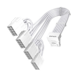 Удължителен кабел 1stPlayer Custom Sleeved Modding Cable White - 4 x PCIe 8-pin to 12VHPWR - FM4-B-WH