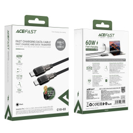 USB кабел Acefast USB-C to USB-C Cable 60W Silicone braid 1.2m - C10-03 - Black