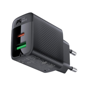 Зарядно Acefast Charger Wall GaN PD 20W - A78 - USB-C x 1, USB-A x 1, Black