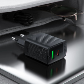 Зарядно Acefast Charger Wall GaN PD 20W - A78 - USB-C x 1, USB-A x 1, Black