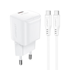 Зарядно Acefast GaN PD20W - A73 Mini with 1.2m cable - USB-C x 1, White