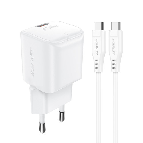 Зарядно Acefast GaN PD20W - A73 Mini with 1.2m cable - USB-C x 1, White