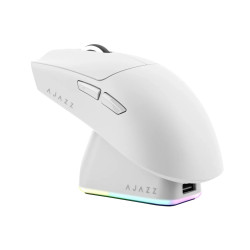 Безжична мишка Ajazz AJ139P V3 MC - Wireless Gaming Mouse - 1K, Magnetic Charging Dock, White