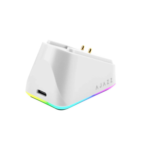 Безжична мишка Ajazz AJ139P V3 MC - Wireless Gaming Mouse - 1K, Magnetic Charging Dock, White