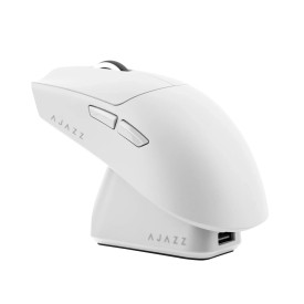 Безжична мишка Ajazz AJ139P V3 MC - Wireless Gaming Mouse - 1K, Magnetic Charging Dock, White