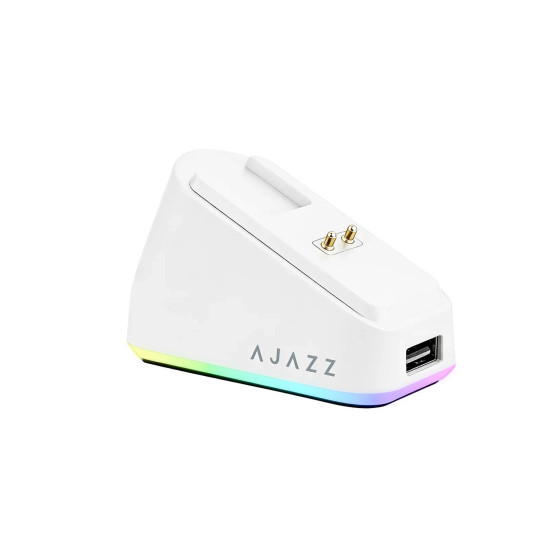 Безжична мишка Ajazz AJ139P V3 MC - Wireless Gaming Mouse - 1K, Magnetic Charging Dock, White
