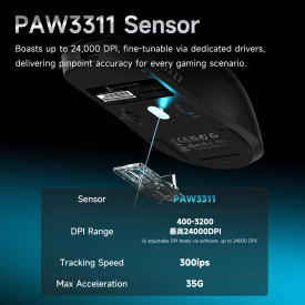 Безжична мишка Ajazz AJ159 V2 MC - Wireless Gaming Mouse - 1K, Magnetic Charging Dock, Black