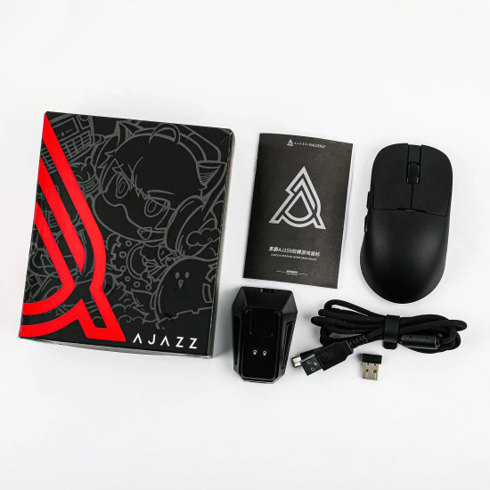Безжична мишка Ajazz AJ159P MC - Wireless Gaming Mouse - 1K, Magnetic Charging Dock, Black