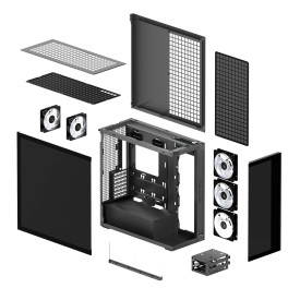 Кутия за компютър Arctic Case E-ATX - Xtender (Mirror Black) - 5 A-RGB Fans included