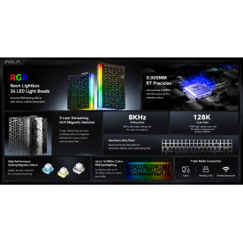 Безжична клавиатура Aula Wireless Gaming Mechanical Keyboard HERO 75 HE - Stormrise Magnetic Switch [Linear] (English US), Black