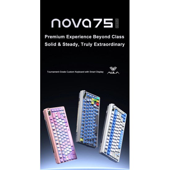 Безжична клавиатура Aula NOVA 75 - Star Vector Switch [Linear] (English US), White
