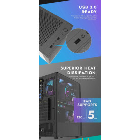 Кутия за компютър Darkflash Case ATX - A290 Black - 3 x 120 mm RGB fans included