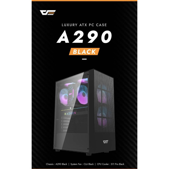 Кутия за компютър Darkflash Case ATX - A290 Black - 3 x 120 mm RGB fans included