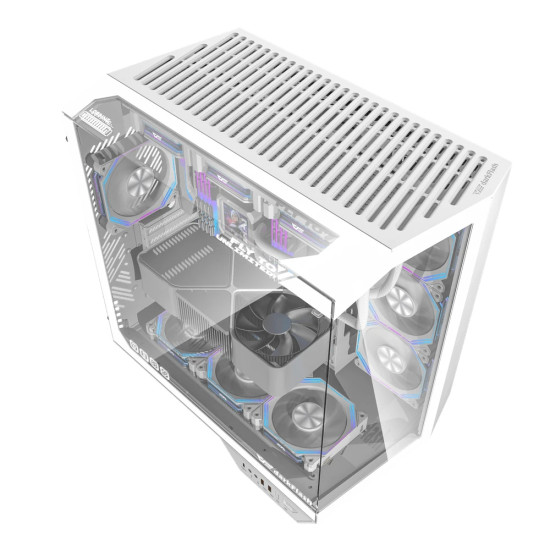 Кутия за компютър Darkflash Case ATX - DY470 Ice White - 4 x 120 mm Infinity Mirror Fans