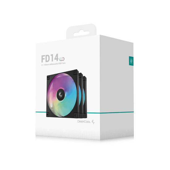 Комплект вентилатори DeepCool Fan Pack 3-in-1 3x140mm - FD14 Black, Addressable RGB