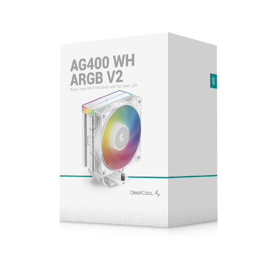 Охладител за процесор DeepCool CPU Cooler AG400 White - Addressable RGB V2 - LGA1851/AM5