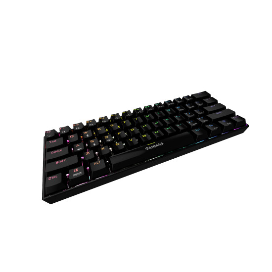 Клавиатура Gamdias Gaming Keyboard Mechanical - HERMES E3 RGB - Black, 61 keys, 1000Hz