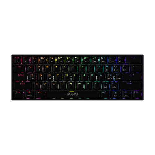 Клавиатура Gamdias Gaming Keyboard Mechanical - HERMES E3 RGB - Black, 61 keys, 1000Hz