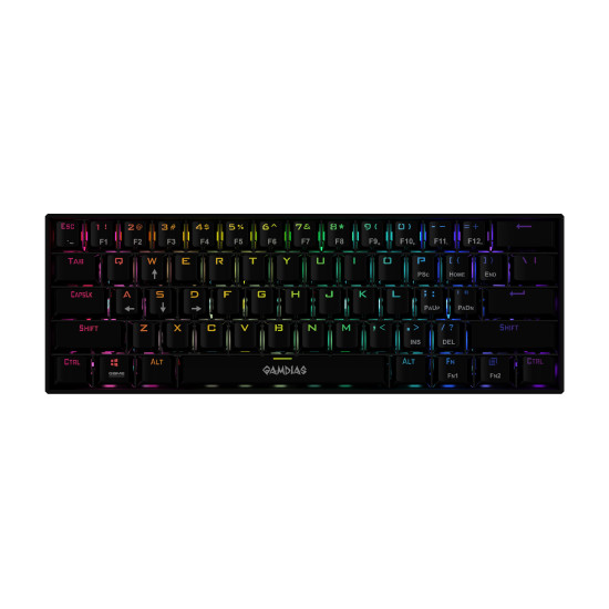 Клавиатура Gamdias Gaming Keyboard Mechanical - HERMES E3 RGB - Black, 61 keys, 1000Hz