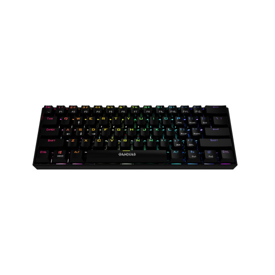 Клавиатура Gamdias Gaming Keyboard Mechanical - HERMES E3 RGB - Black, 61 keys, 1000Hz