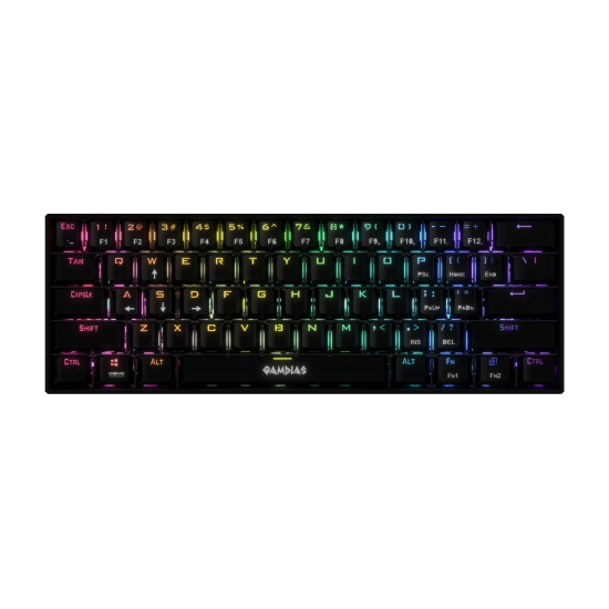 Клавиатура Gamdias Gaming Keyboard Mechanical - HERMES E3 RGB - Black, 61 keys, 1000Hz