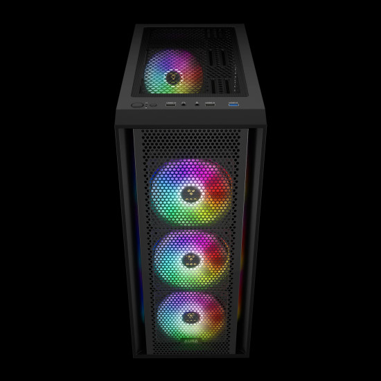 Кутия за компютър Gamdias Case ATX - AURA GC2 Elite - Mesh, RGB, Tempered Glass