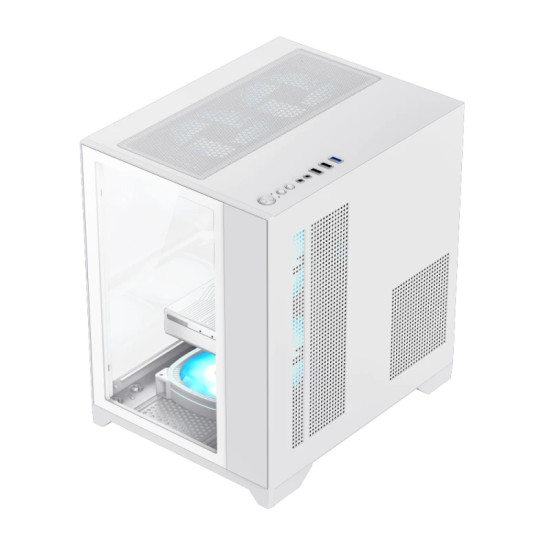 Кутия за компютър GameMax Infinity Mini WH, Mini Tower, Tempered Glass, ARGB, White