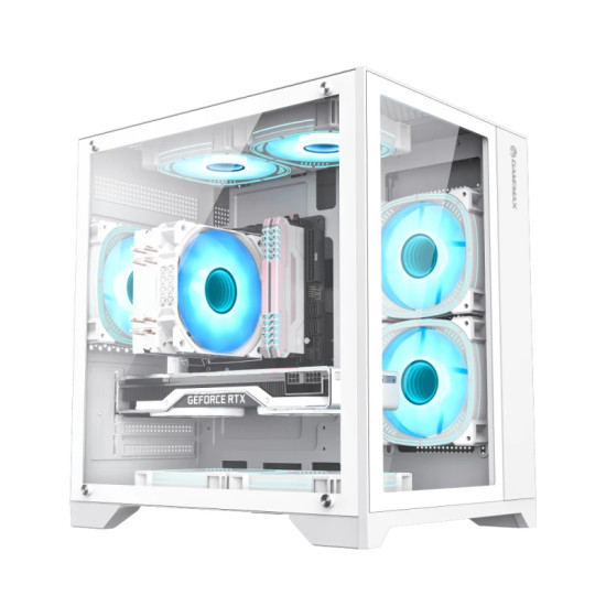 Кутия за компютър GameMax Infinity Mini WH, Mini Tower, Tempered Glass, ARGB, White
