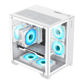 Кутия за компютър GameMax Infinity Mini WH, Mini Tower, Tempered Glass, ARGB, White