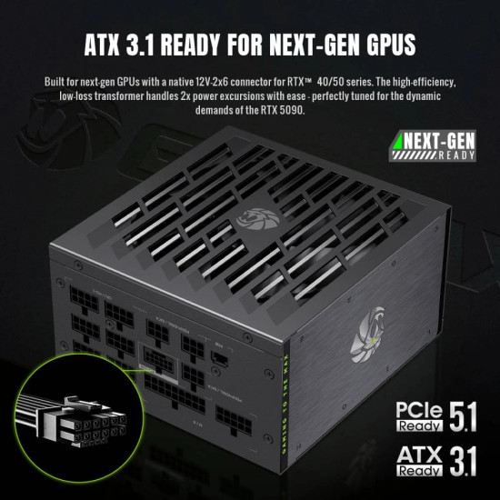 Захранване Gamemax PSU ATX 3.1 1000W Platinum, Full Modular - LION CORE 1000P