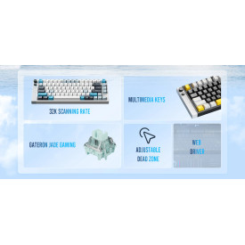 Клавиатура Lamzu Professional Gaming Mechanical Keyboard JET 75 - 8K, Magnetic Gateron Jade Switches - White/Blue