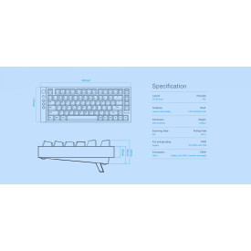 Клавиатура Lamzu Professional Gaming Mechanical Keyboard JET 75 - 8K, Magnetic Gateron Jade Switches - White/Blue
