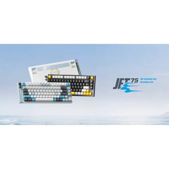 Клавиатура Lamzu Professional Gaming Mechanical Keyboard JET 75 - 8K, Magnetic Gateron Jade Switches - White/Blue
