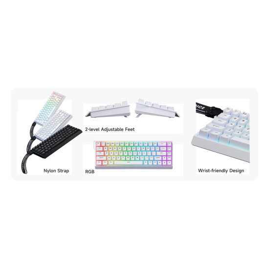 Клавиатура MCHOSE Gaming Mechanical Keyboard Ace 68 - 8K, Ice Blue Magnetic Switch [Linear] (English US), White