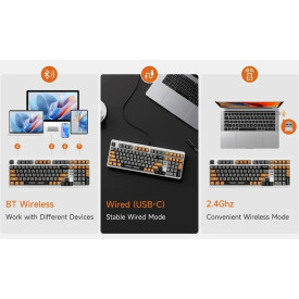 Безжична клавиатура MCHOSE Wireless Gaming Mechanical Keyboard UT98 Classic Therapy - Silent Peach V3 Switch [Linear] (English US)