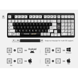 Безжична клавиатура MCHOSE Wireless Gaming Mechanical Keyboard UT98 Classic Therapy - Silent Peach V3 Switch [Linear] (English US)