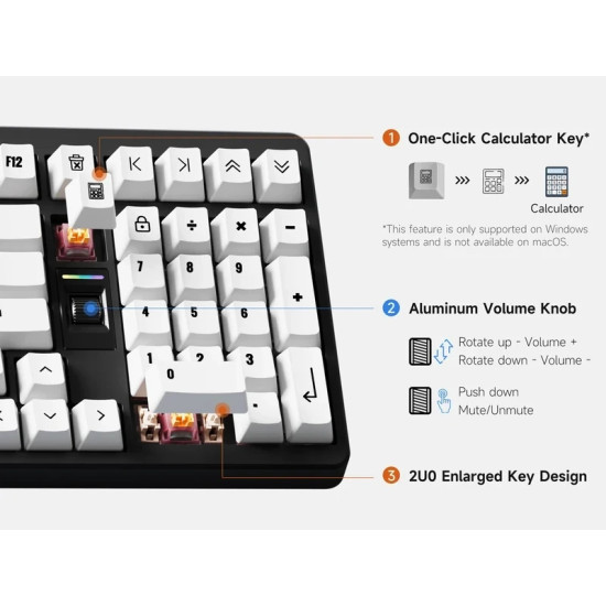 Безжична клавиатура MCHOSE Wireless Gaming Mechanical Keyboard UT98 Classic Therapy - Silent Peach V3 Switch [Linear] (English US)