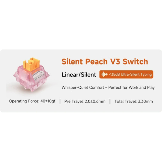 Безжична клавиатура MCHOSE Wireless Gaming Mechanical Keyboard UT98 Classic Therapy - Silent Peach V3 Switch [Linear] (English US)