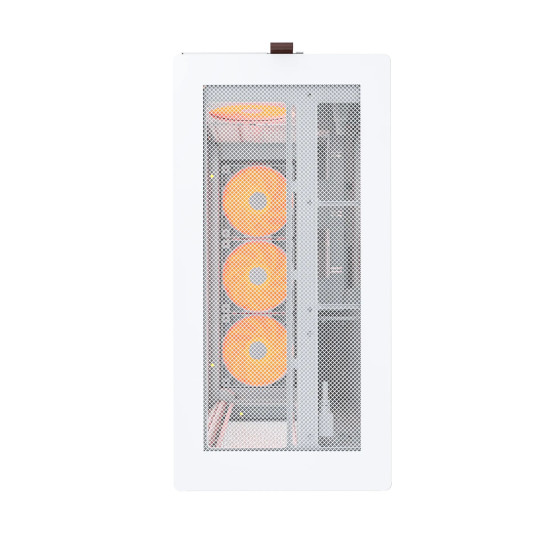 Кутия за компютър Montech HS01 PRO, Mid-Tower, Mesh, 5x120mm ARGB вентилатора, Reversible Layout, White