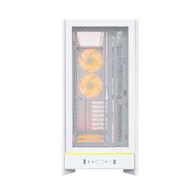 Кутия за компютър Montech HS01 PRO, Mid-Tower, Mesh, 5x120mm ARGB вентилатора, Reversible Layout, White