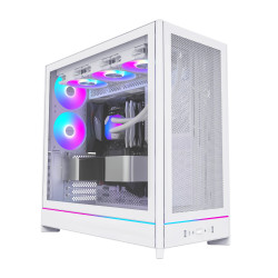 Кутия за компютър Montech HS01 PRO, Mid-Tower, Mesh, 5x120mm ARGB вентилатора, Reversible Layout, White