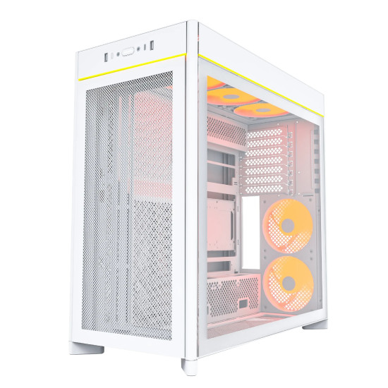 Кутия за компютър Montech HS01 PRO, Mid-Tower, Mesh, 5x120mm ARGB вентилатора, Reversible Layout, White