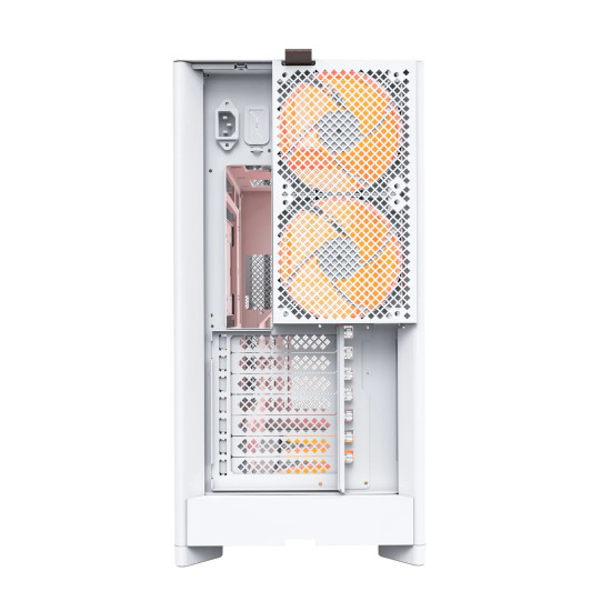 Кутия за компютър Montech HS01 PRO, Mid-Tower, Mesh, 5x120mm ARGB вентилатора, Reversible Layout, White