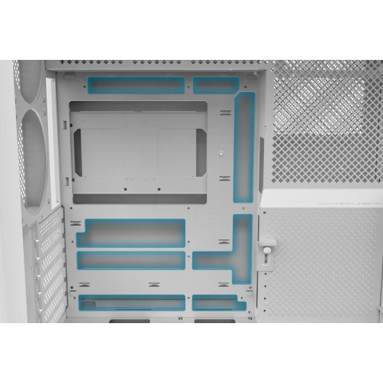 Кутия за компютър Montech HS01 PRO, Mid-Tower, Mesh, 5x120mm ARGB вентилатора, Reversible Layout, White